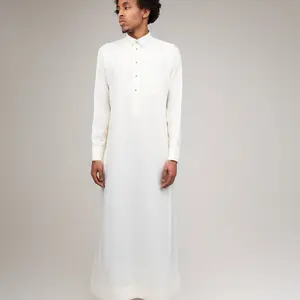 Textured Light Cream Qatari Thobe