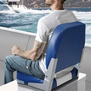 【Summervibes】VEVOR Boat Seat,  18.9" Low Back Boat Seat, Folding Boat Chair with Thickened Sponge Padding and Hinge, Fold-Down Boat Captain Chair for Fishing Boat, Sightseeing Boat, Speedboat, Canoe, 1-Piece