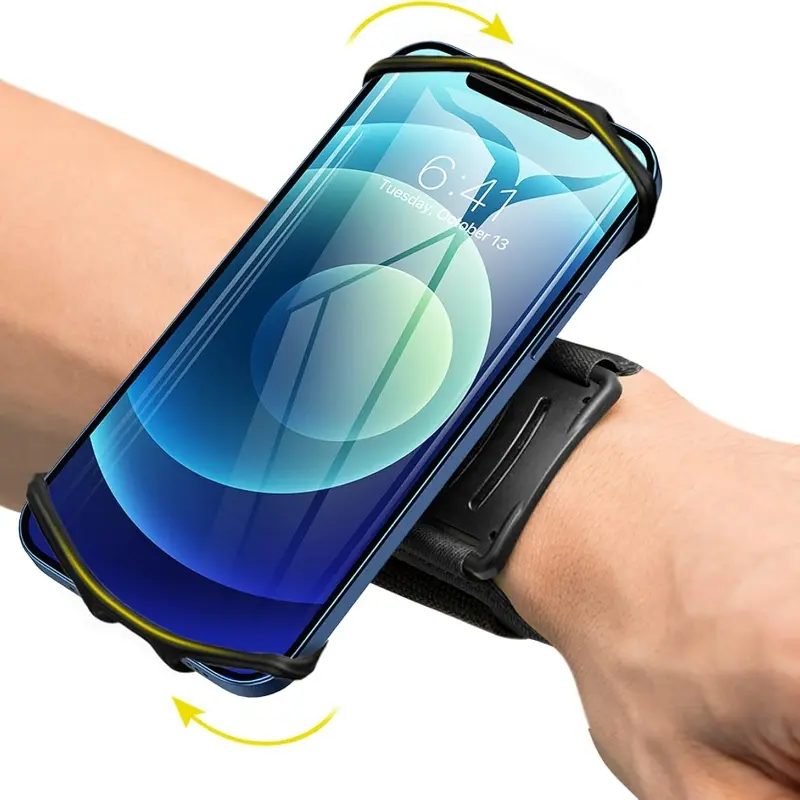 Wrist phone holder, lightweight and snug fit wrist, adjustable tightness, firm and not easy to drop, compatible with all phone models. Ideal for Active Sport running, cycling, fitness, watching videos and outdoor use, Jogging equipment