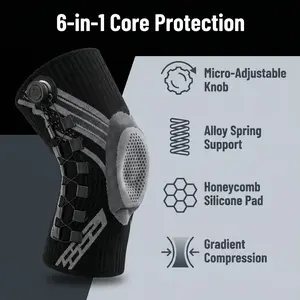 Dial-Knob Adjustable Compression Knee Brace with Shock Absorption Pad - 4-Way Stretch Knit, Breathable & Sweat-Wicking Support for Athletes, Arthritis Relief, Sports & Outdoor Use