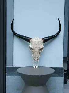 Bone-Inspired Bull Head Hanging Ornament-Resin Craft Decor Decoration Hangable Living Room American