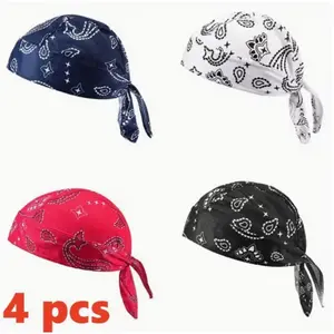 4-pcs Set Men'S Skull Cap, Men'S Sports Hat, Men'S Brimless Hat, Bicycle Helmet Lined Riding Cap, Motorcycle Riding Sports Cap, Sweat Absorbing, Breathable, Suitable for Cycling and Hiking