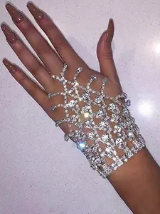 Rhinestone Decorated Link Bracelet, Elegant Jewelry for Women for Party, Daily Clothing Decor, Trendy All-match & Exquisite Jewelry for Birthday Gift, Rhinestone Bangle Bracelet, Pretty Bracelet, Fashion Bracelets
