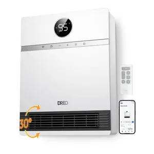 DREO 1500W Wall-Mounted Ceramic Heater Ultra-Quiet Smart Control and ECO Mode 30° Manual Oscillation with Alexa Compatible White