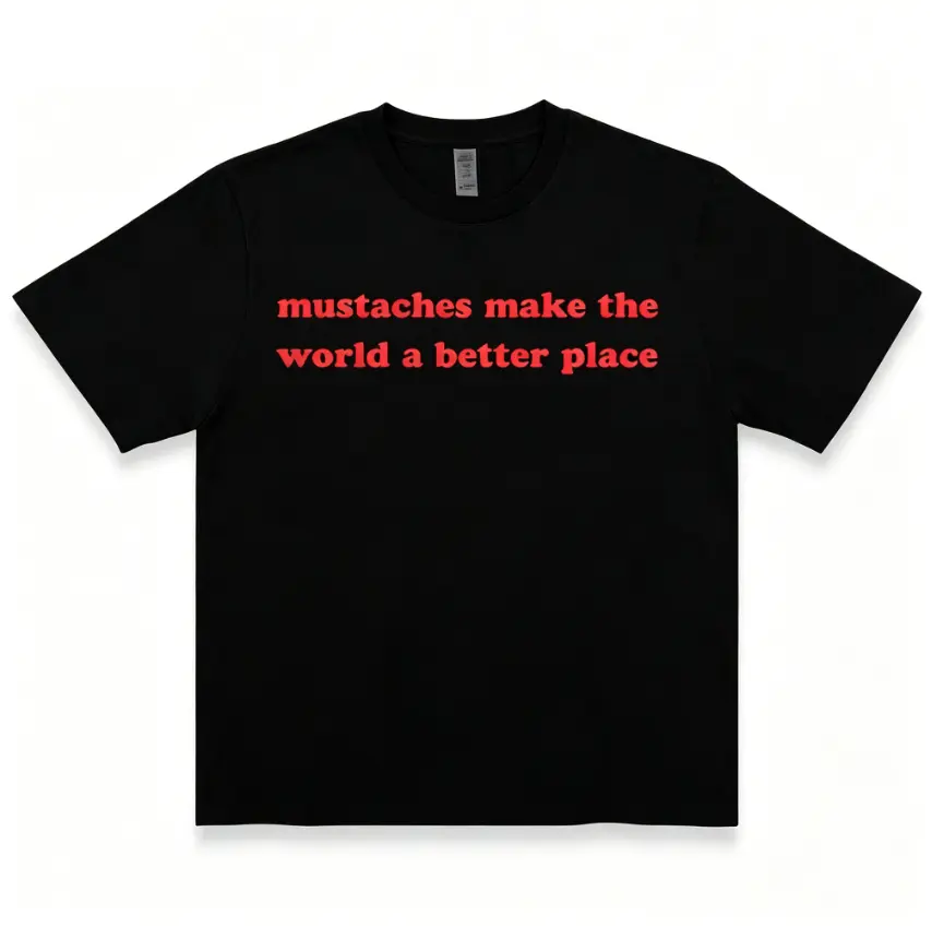 Women's Funny Mustache Graphic T-Shirt, Soft 100% Cotton Round Neck Short-Sleeve Casual Top, Classic Tee for Jeans