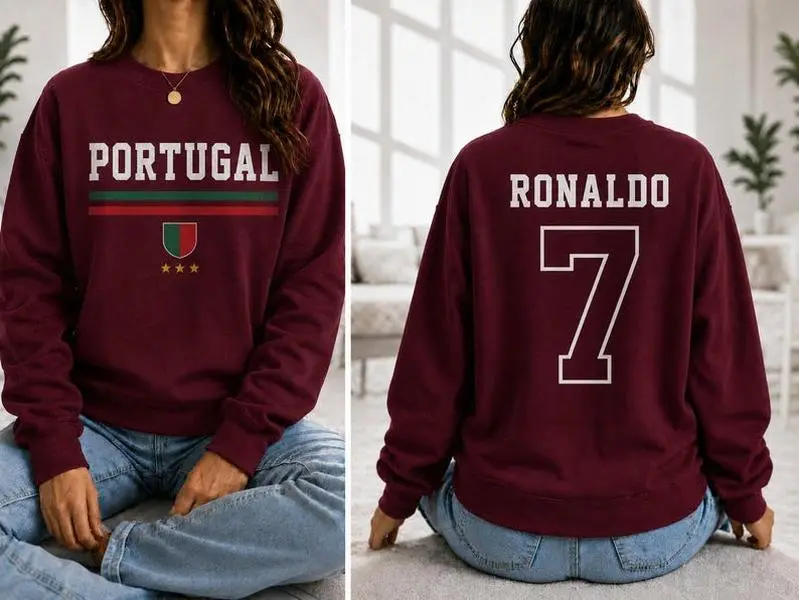 Portugal Ronaldo 7 Shirt Cristiano Ronaldo Hoodie CR7 Goat Pullover Portuguese Soccer Sweatshirt