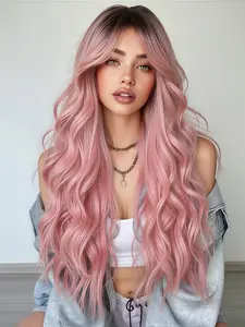 Synthetic Wig, Gradual Roots, 26 Inch Long Wave Women's Hair, Heat Resistant, Daily Wear, Mother's Day Gift, Synthetic Material Wigs