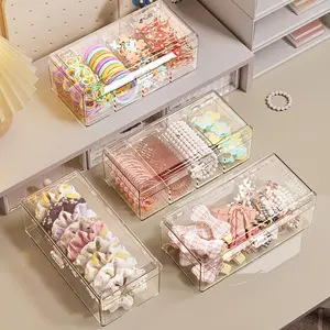 Transparent Hair Accessory Storage Box, Multi-Layer Stackable Organizer, Clear View Easy Access, Ideal for Dressing Table & Desk