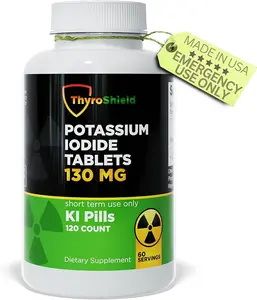 Potassium Iodide Tablets 130 mg | 120ct KI Tablets - Nuclear Radiation Protection - Potassium Iodine Pills - YODO Naciente - KI Pills - USA - ThyroShield