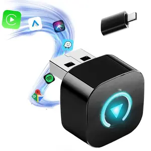 2 in 1 Wireless Apple Carplay & Android Auto Adapter, Wireless Carplay Dongle, for both Apple and Android, USB-A & USB-C Compatible, converts wired to wireless, Fast Connection, No Latency