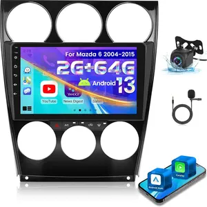 [2+64G] Android  Car Stereo for Mazda 6 2002-2008 - Wireless Carplay & Android Auto, 9 Inch HD Touch Screen Aftermarket Radio - WiFi, GPS Navigation, Mirror Link, SWC + AHD Backup Camera + Canbus