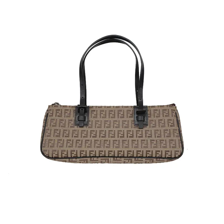 Pre-owned FENDI Canvas Handbag Zucchino Barrel Brown CPU0723
