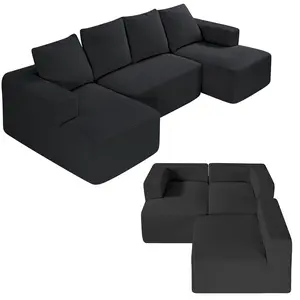 【Spotlight Day】VEVOR Modular Sectional Sofa U Shaped Cloud Couch with Chaise and Cushion Black