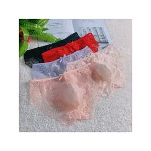 Five-piece set of men's seamless triangle briefs, large size U-convex transparent lace men's underwear, seamless underwear, for daily wear, lace details, minimalist style, stretch fabric, finely crafted, triangle briefs, transparent underwear, fashionable