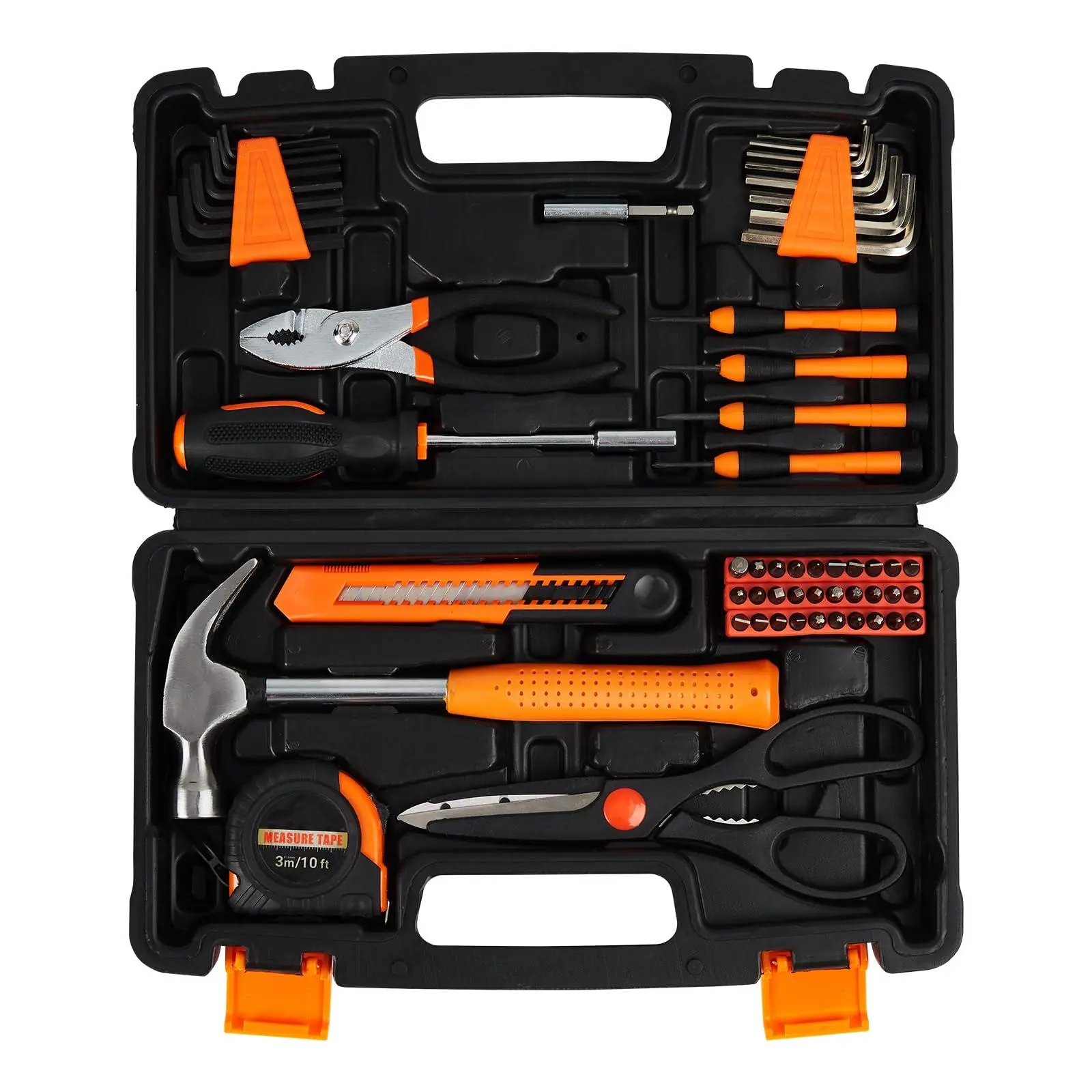 GARVEE 57-Piece Home Tool Set with Case, Essential Household Hand Tools Kit for Repair & DIY - Includes Hammer, Pliers, Screwdrivers, Tape Measure, Wrenches, Storage Toolbox