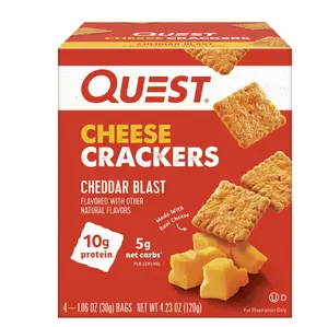 Quest Cheese Crackers, Cheddar Blast flavor, 10g of Protein, Made with Real Cheese, 4 Count