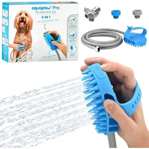 Pet Bathing Dog Washing Station Sprayer and Scrubber Tool in One with Hose and Dog Shower Attachment