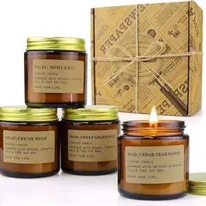 4 Pack Candles for Home Scented, Candles Gift Set, Aromatherapy Jar Candles for Home, 20 OZ 120 Hour Long Mimurhyl + Fresh Rose + Cedar Teakwood + Sweet Grapefruit candle Birthday Gift Household Freshener Fragrance Decor Tin Perfume Room