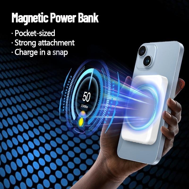 【Back-to-school gift】Upgraded 6-in-1 Magnetic Charging & Audio Kit – 20W Fast Charge Power Bank, Wireless Charger, Bluetooth 5.3 Earbuds, Type-C & Lightning Cables, Adapter, Enhanced Magnetic Ring, All-in-One Travel Set for Android & iOS Devices