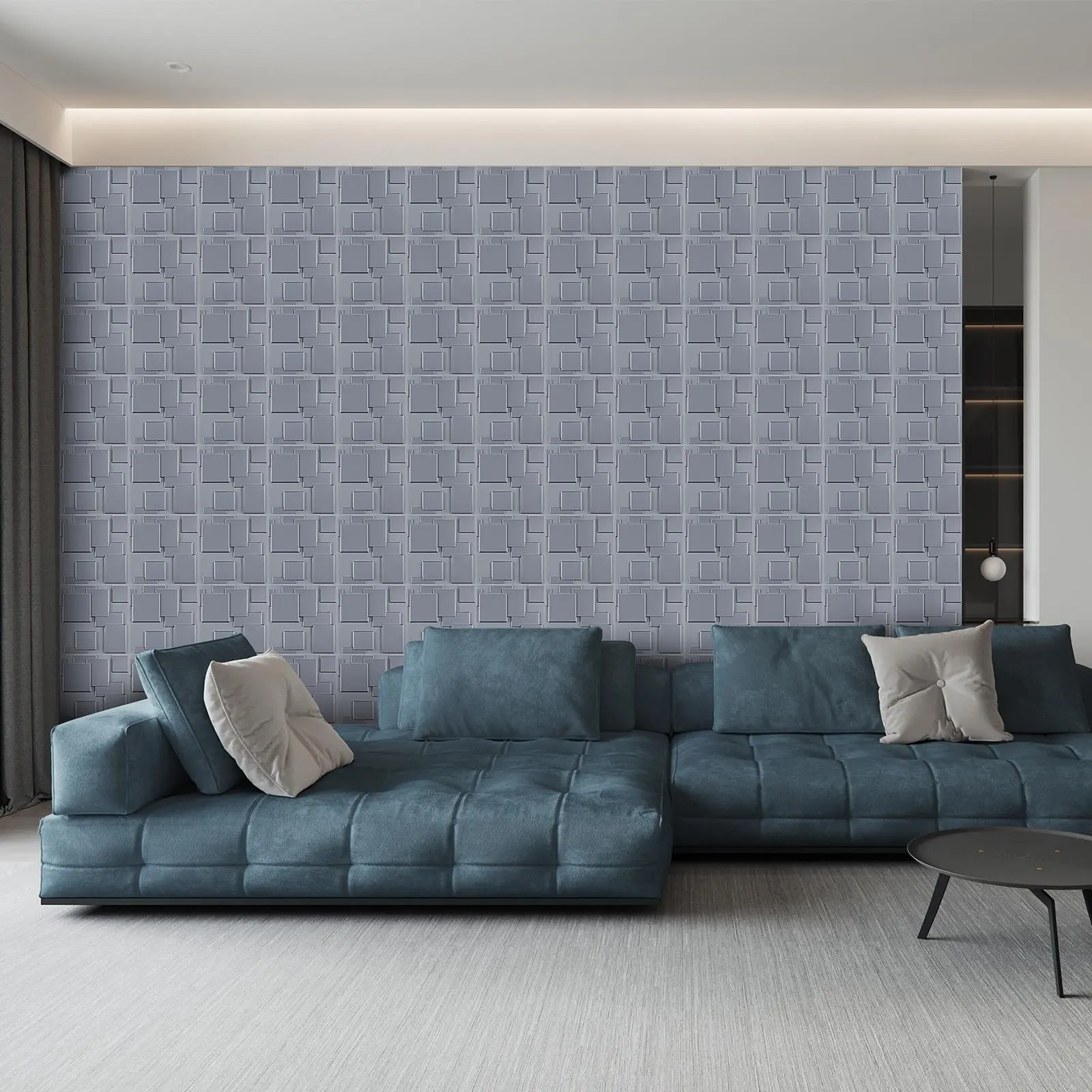 3D Geometric Cloud Step Textured Wall Panel, PVC Material Wall Decoration, Wall Panel for Living Room, Hall, Bedroom, Hotel, Office