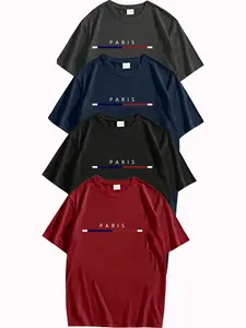 Men's Summer Casual Short Sleeve T-Shirt Set, Lightweight Breathable Fabric, Fashion Graphic Tees for Daily Wear, 4 Piece Pack
