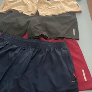 Men's 5-Pack Solid Color Zipper Pocket Mid Waistband 3-Quarter Shorts - Summer Casual Breathable Fits, Everyday Bottoms, Tropical Beige, Bulk Fashion Casual Men's Shorts