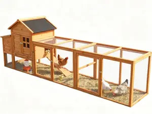 Large Chicken Coop with Run and Nest Box and Removable Tray, Hen House for 4-6 Chickens, Outdoor Weatherproof Small Animal Cages