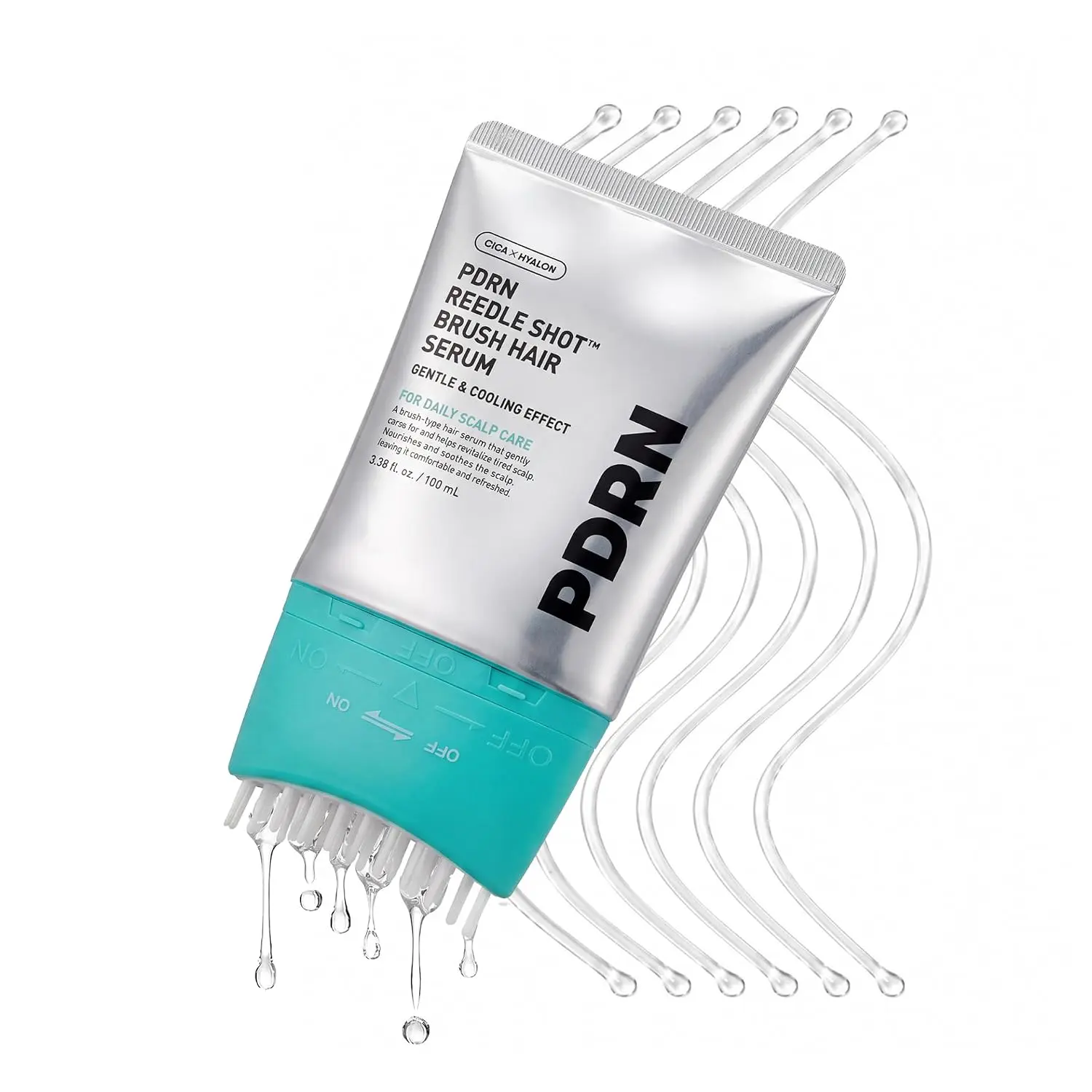 PDRN Reedle Shot Hair Brush Serum with Original Liquid Microneedling, 100mL Large-Capacity Haircare Treatment for Full Scalp, Root & Hairline Care, Dry Scalp Relief & Volumizing Results