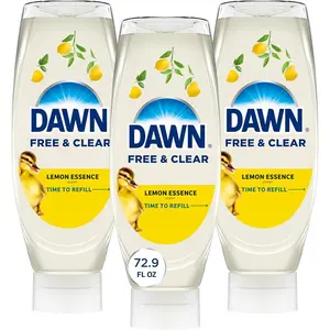 3 Pack Free & Clear EZ-Squeeze Dish Soap Liquid, Dishwashing Liquid, Grease Removal, Lemon, 24.3 Fl Oz