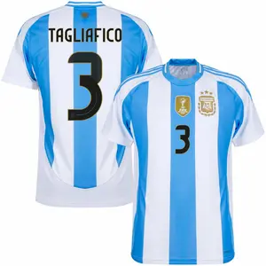 White And Blue Argentina Home Tagliafico 3 Jersey 2024-2025, Argentina White And Blue Tagliafico Home Short Sleeve Soccer Shirt