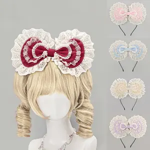 Anime Style Lace Bow Hair Clip Lolita Sweet KC Headpiece Kawaii Japanese Sweet Hair Accessory for Lolita Lovers & Anime Fans