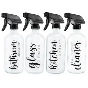Cleaning Spray Bottles Set, Pre-Labeled (Set of 4, 16oz)