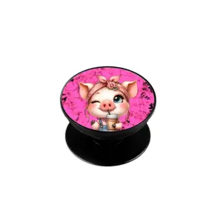 Pink Cute Coffee Pig Phone Grip Accessories  Foldable Stand Folding Girl Gifts