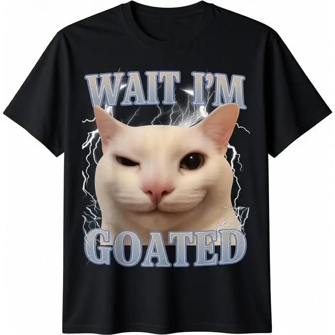 Men's Classic Comfy Cotton Short-Sleeve Goated Graphic T-Shirt - Basic Fashion Menswear Top with Soft Fabric