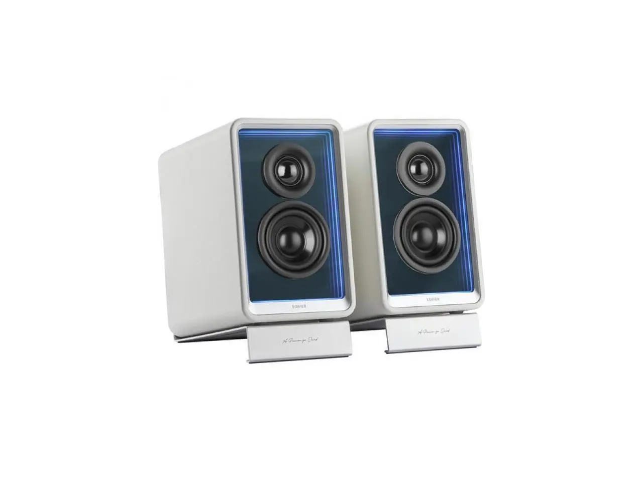 Edifier QR65 Active Monitor Speakers with 65W GaN Fast Charger Function, 70W RMS Bluetooth Computer Speakers with Hi-Res 24bit Wireless Audio, Subwoofer Out and Light Effects (White)