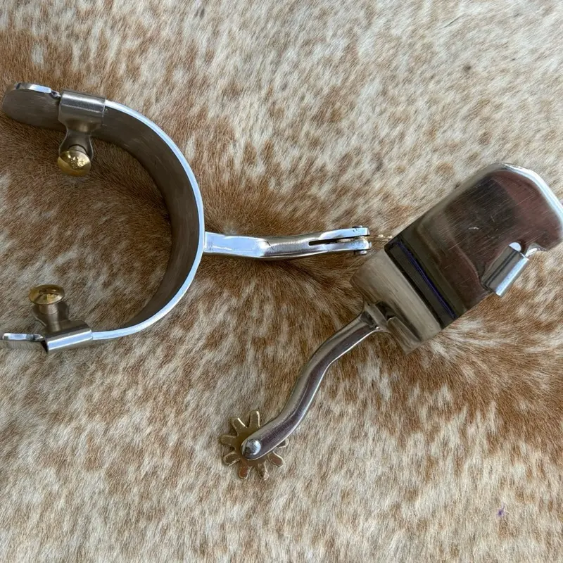Pair Adult Size Stainless Steel Western Wide Band Spurs
