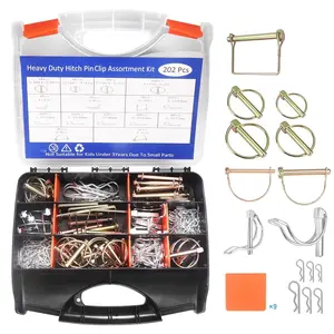 202 count Hitch Pins, Standard Galvanized Steel 15 Sizes Hitch Pin Clip Pin Linch and PTO Pins Assortment Kit Fit for , , , Towing Mowings, Farm Equipments, Snow Plows, Lawn Mower