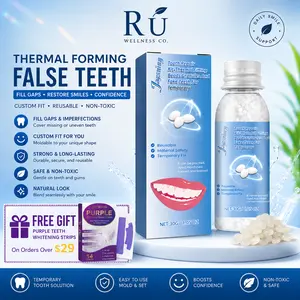 Mouldable Thermal Fitting Beads, Temporary Denture Filler for Tooth Gaps, DIY Fake Teeth for Halloween Costume Makeup (Whitening-Compatible Oral Care Accessory)