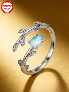 Women's Elegant Leaf Design Adjustable Ring, 925 Sterling Silver Jewelry Gift for Women & Girls, Perfect Daily Wear Accessory