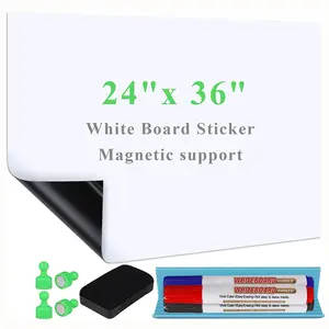 White Board Sticker Adhesive Backing, 24" x 36" Magnetic Dry Erase Board Contact Paper Stick on Wall, Whiteboard Sheet for Teacher Kids Classroom, Include Markers, Eraser with Magnet office whiteboard