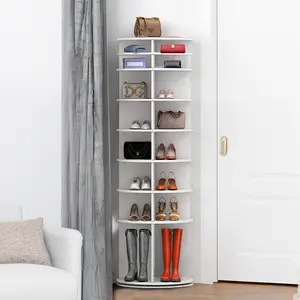 8 Tier Rotating Shoe Rack Tower, Spinning Shoe Display, Shoe Organizer,360 Shoe Rack Storage Round Carousel, Vertical Handbag Rotate Shoes Closet Organization (WHITE) (PRIME BIG DEAL DAYS)    RR
