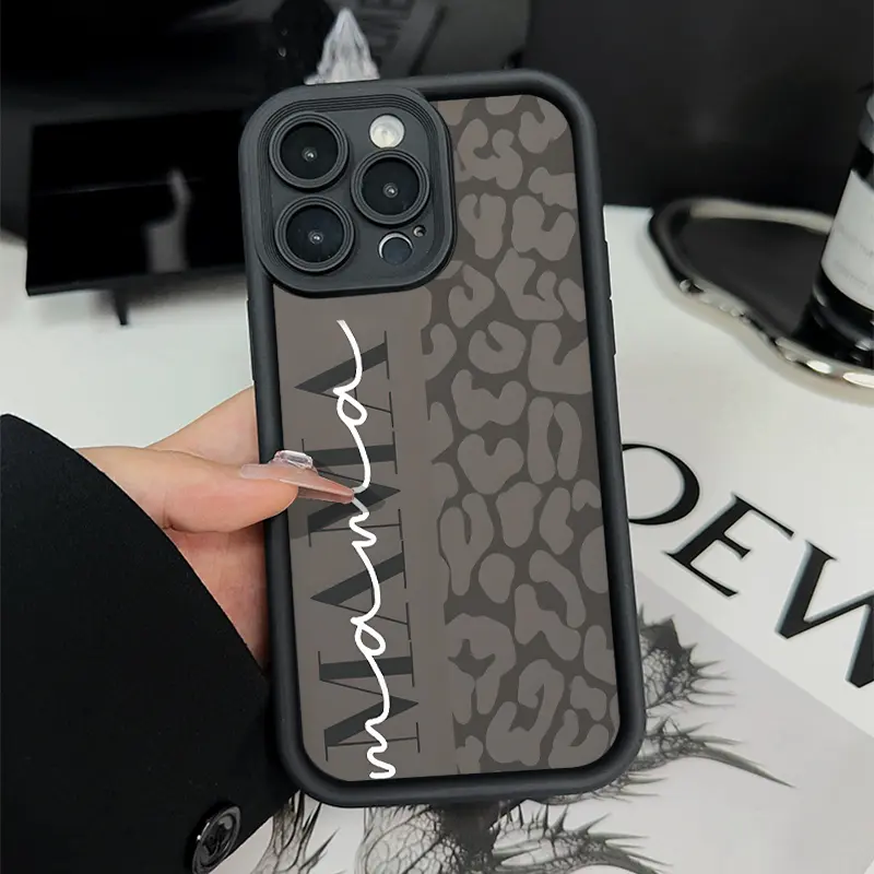 Fashion Mama Leopard Print Silicone Protective Phone Cover for iPhone 17 Pro Max,17 Air,16,15,14 Pro Max,13,12,11,X,XR,XS,SE,Plus - Shockproof,Slim,Durable,Full Lens Protection Cellphone Accessories