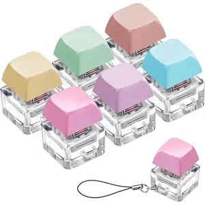 Stress Relief Keyboard Clicker Toy, Fidget Cube, Fingertip Keychain Design, Macaron Color Stress Relieving Gift for Adults & Kids