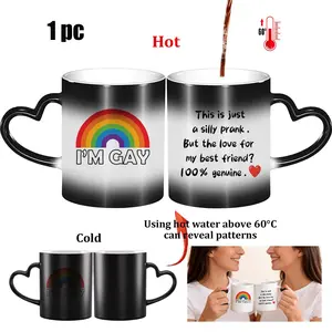 1pc 11oz Ceramic Mug, Drinkware, Tea Cup, Water Cup, Color-Changing Mug, I Am Gay Funny Rainbow Pride Design, Ideal Gift for Friends