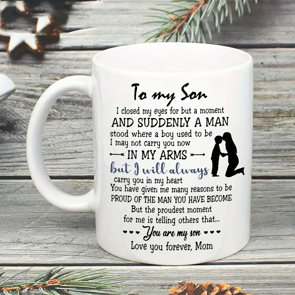 1pc, To My Son Coffee Mug From Mom, Ceramic Coffee Cups, Water Cups, Summer Winter Drinkware, Birthday Gifts, Holiday Gifts, Christmas Gifts, New Year Gifts, Valentine's Day Gifts Stirring Mug Stainless Tumbler