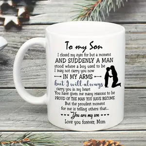 1pc, To My Son Coffee Mug From Mom, Ceramic Coffee Cups, Water Cups, Summer Winter Drinkware, Birthday Gifts, Holiday Gifts, Christmas Gifts, New Year Gifts, Valentine's Day Gifts Stirring Mug Stainless Tumbler