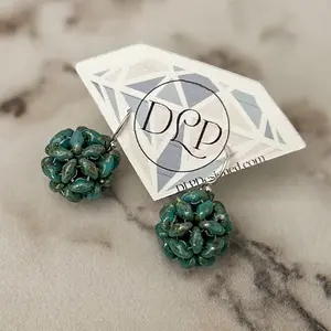 Turquoise Blue Picasso Superduo Beaded Bead Earrings