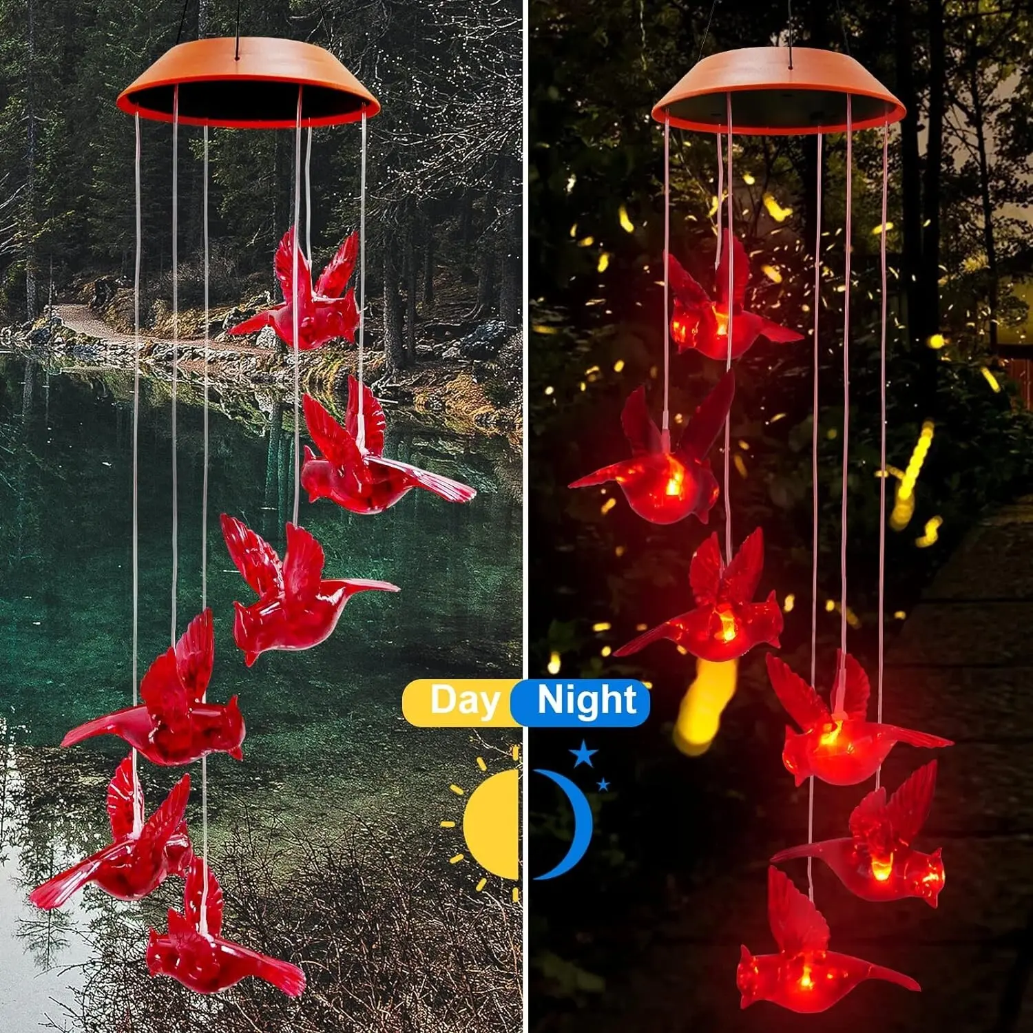 Solar-Powered Red Changing Butterfly Wind Chimes - Eco-Friendly Waterproof Outdoor LED Hanging Light with Illumination, 0.68 lbs, Ideal Holiday Gift for Moms, Suitable for Gardens, Patios