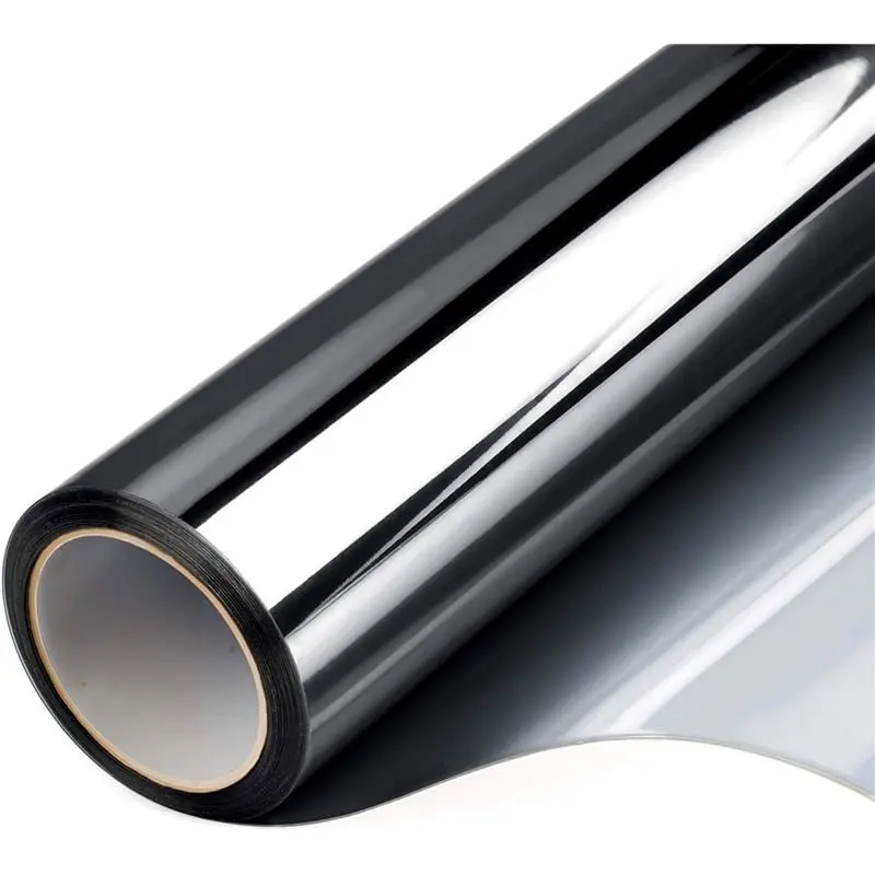 One Way Privacy Window Film Mirror Window Tint for Home Daytime Privacy Heat Control Anti UV Static Cling Covers (Black Silver,17.5 Inch X 94.48 Inch)