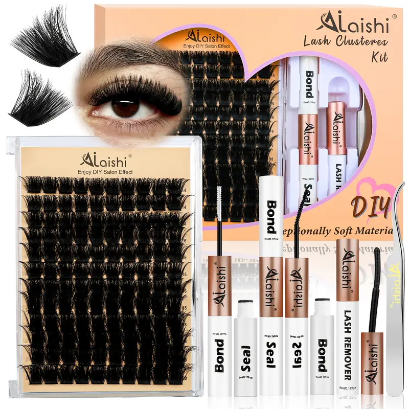 Ailaishi Volume Lash Clusters Kit 80D/90D/100D/150D/200D DIY Lash Cluster Set for Home Use,Eyelash Extension with Waterproof Lash Bond and Seal, Tweezers,in 10–20mm lengths Makeup Cosmetic , DealsForYouDays